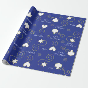 Personalisiertes Wrapping Paper Chanukah "Blue/Gol Geschenkpapier