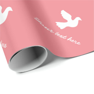 Personalisiertes Wrapping Paper mit weißen Tauben Geschenkpapier