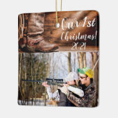 Personalisiertes XMAS-Ornament Cowboystiefel Keramikornament (Links)