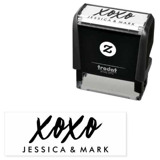 Personalisiertes Xoxo in Moderne Schwarze Typograf Permastempel (Beispiel)