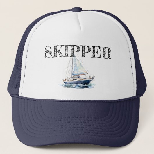 Personalisiertes Yachtthema Skipper Truckerkappe (Vorderseite)
