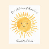 Personalisiertes Yellow Sun Boho Baby Kinderzimmer Poster