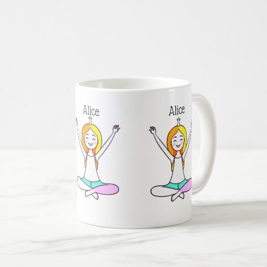 Personalisiertes Yoga Girl Kaffeetasse (VorderseiteRechts)