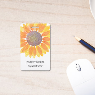 Personalisiertes Yoga-Trainer-Sonnenblumen-Abzeich Ausweis