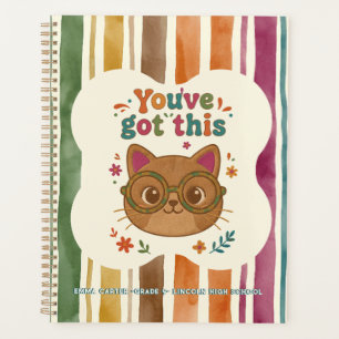 Personalisiertes You've Got This Schulkatzen-Notiz Planer