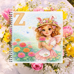 Personalisiertes Z Floral Zinnia Geschenk für Mädc Notizblock