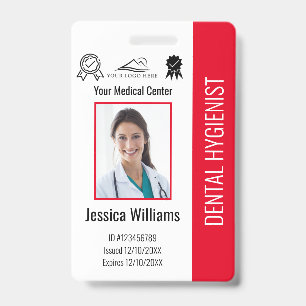 Personalisiertes Zahnarztpraxis-Logo-Photo-ID Rot Ausweis