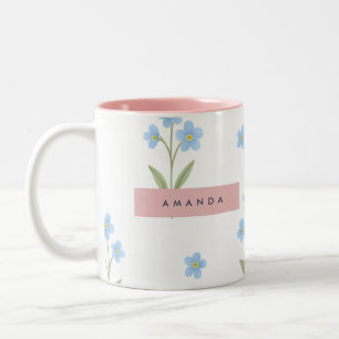 Personalisiertes zartes blaues Wildblumenmuster Zweifarbige Tasse