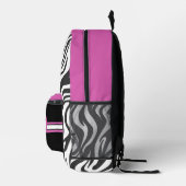 Personalisiertes Zebra Print & Hot Pink Bedruckter Rucksack (Rechts)