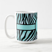 Personalisiertes Zebra Schwarz und Aquamarin Türki Kaffeetasse (Links)