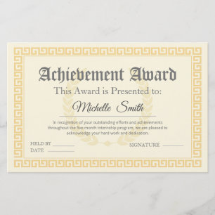 Personalisiertes Zertifikat für Elegance Achieveme