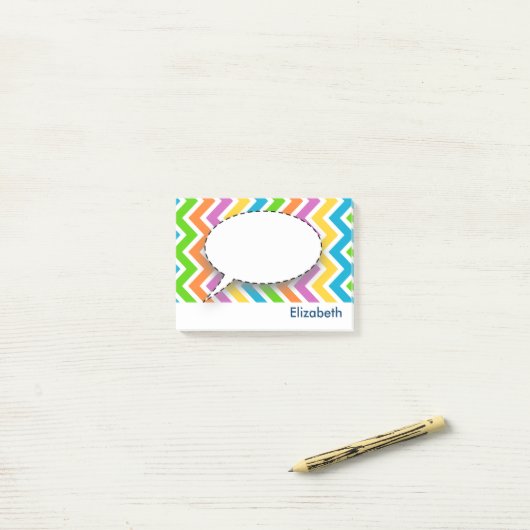 Personalisiertes Zickzack Muster Post-it Klebezettel (Auf Schreibtisch)