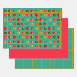 Personalisiertes Zierbingo - Rot und Grün Geschenkpapier Set