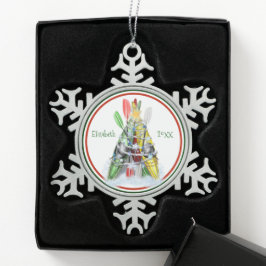 personalisiertes Zinnkayaking Weihnachtsschmuck Schneeflocken Zinn-Ornament