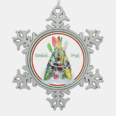 personalisiertes Zinnkayaking Weihnachtsschmuck Schneeflocken Zinn-Ornament (Vorderseite)