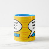 Personalisiertes Zitat Comic Buchsprache Blase Zweifarbige Tasse (Mittel)