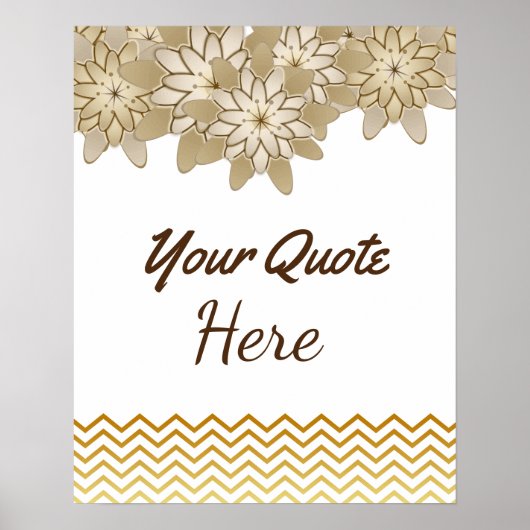 Personalisiertes Zitat Hochzeit Gold Vintage Blume Poster (Vorne)