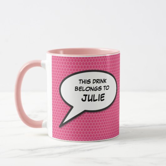 Personalisiertes Zitat in einer Pink Fun-Blase Tasse (Links)