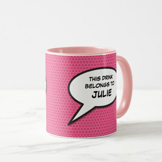 Personalisiertes Zitat in einer Pink Fun-Blase Tasse (VorderseiteRechts)