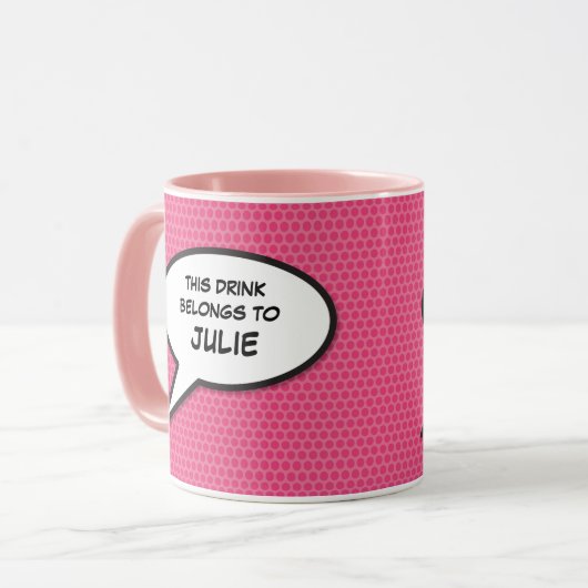 Personalisiertes Zitat in einer Pink Fun-Blase Tasse (Vorderseite Links)