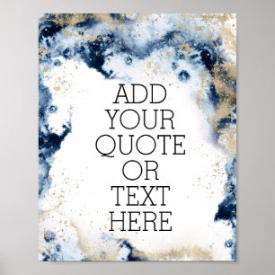 Personalisiertes Zitat-Poster aus Gold und Blau Poster