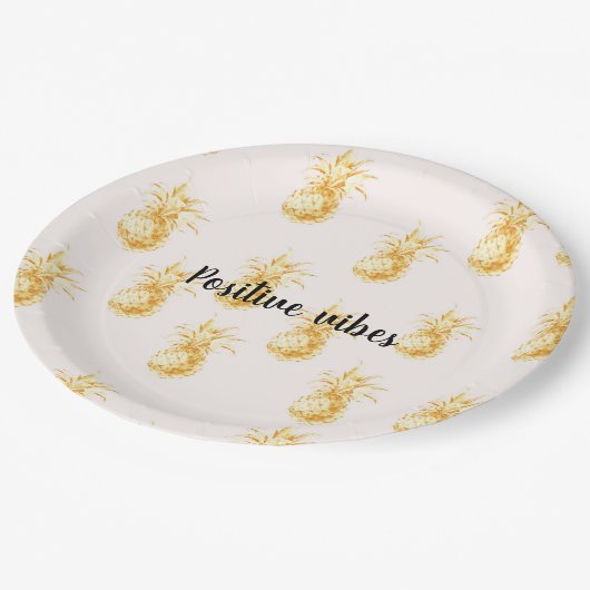 Personalisiertes Zitat von tropischen Ananas, Blus Pappteller (Schrägansicht)