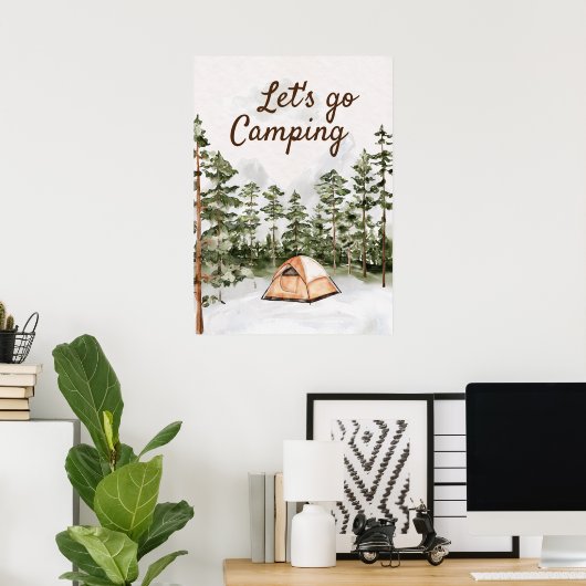 Personalisiertes Zitat Wasserfarbenes Camping in d Poster (Heimbüro)