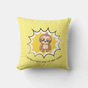 Personalisiertes Zitat Yellow Polka Dot Sloth Kissen