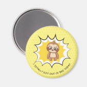 Personalisiertes Zitat | Yellow Polka Dot Sloth Magnet (Vorderseite/Rückseite)