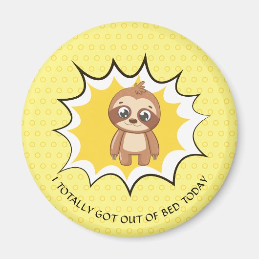 Personalisiertes Zitat | Yellow Polka Dot Sloth Magnet (Vorne)