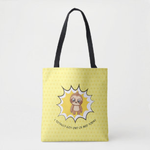 Personalisiertes Zitat Yellow Polka Dot Sloth Tasche