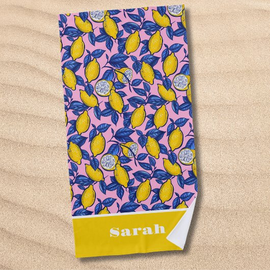 Personalisiertes Zitronen Frucht Strandtuch