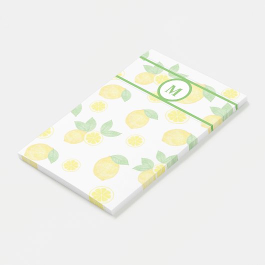 Personalisiertes Zitronenmuster der Wasserfarbe Post-it Klebezettel (angewinkelt)