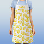 Personalisiertes Zitrusfrühstück Schürze<br><div class="desc">Hübsches Zitronenmuster in Aquarellfarbe auf weißem Hintergrund für eine Sommeraufnahme des visuellen Vitamin C. Originale Kunst von Nic Squirrell. Ändern Sie den Namen,  um ihn anzupassen.</div>