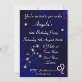 Personalisiertes Zodiac Leo Galaxy Party Einladung (Vorderseite)