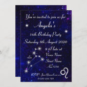 Personalisiertes Zodiac Leo Galaxy Party Einladung (Vorne/Hinten)