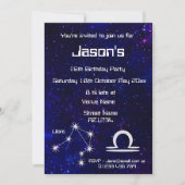 Personalisiertes Zodiac Libra Galaxy Party Einladung (Vorderseite)