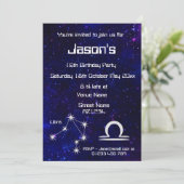 Personalisiertes Zodiac Libra Galaxy Party Einladung (Stehend Vorderseite)