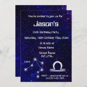 Personalisiertes Zodiac Libra Galaxy Party Einladung (Vorne/Hinten)