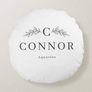 Personalisiertes Zodiac-Monogramm-Rundkissen Rundes Kissen