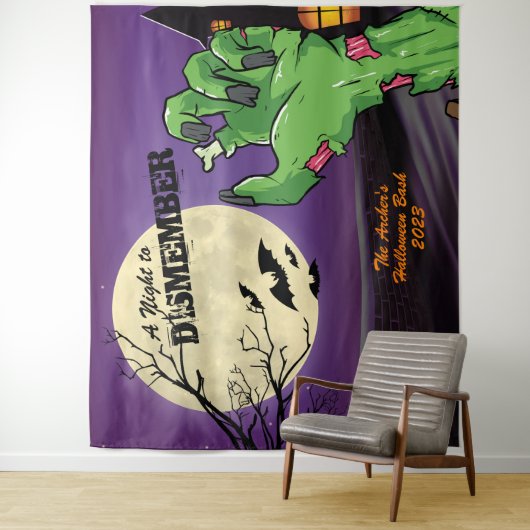 Personalisiertes Zombie Halloween-Party Foto Hinte Wandteppich (Beispiel)