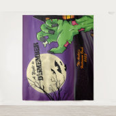 Personalisiertes Zombie Halloween-Party Foto Hinte Wandteppich (Vorderseite)