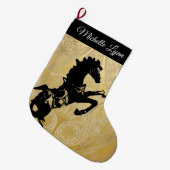 Personalisiertes Zuchtpferd Golden Großer Weihnachtsstrumpf (Vorderansicht (hängend))