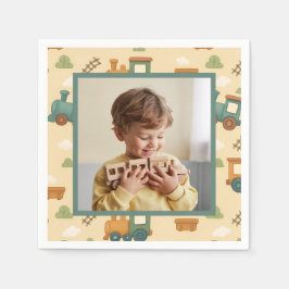 Personalisiertes Zug-Geburtstagsfoto Serviette