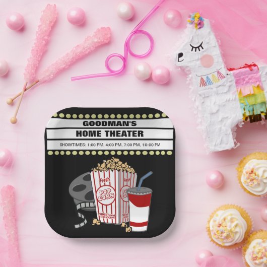 Personalisiertes Zuhause-Kino Pappteller (Party)