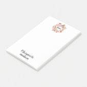 Personalisiertes Zuhause Office Ded Pink Boho Flor Post-it Klebezettel (angewinkelt)