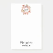 Personalisiertes Zuhause Office Ded Pink Boho Flor Post-it Klebezettel (Vorderseite)