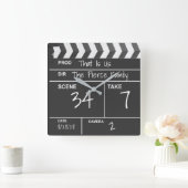 Personalisiertes Zuhause Theater Custom Movie Clap Quadratische Wanduhr (Zuhause)
