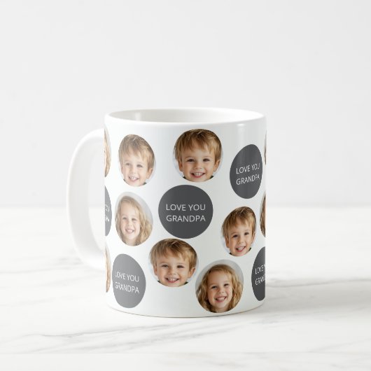 Personalisiertes Zwei-Foto-Gesicht | Ich Liebe Sie Kaffeetasse (Vorderseite Links)