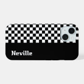 Personalisiertes Zwei-Töne-Schachbrett iPhone 15 Hülle (Rückseite (Horizontal))
